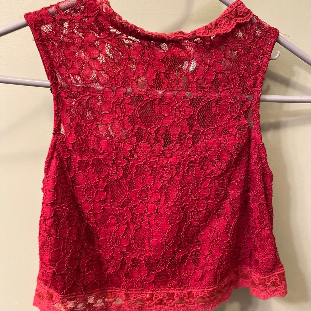 Maroon lace crop top